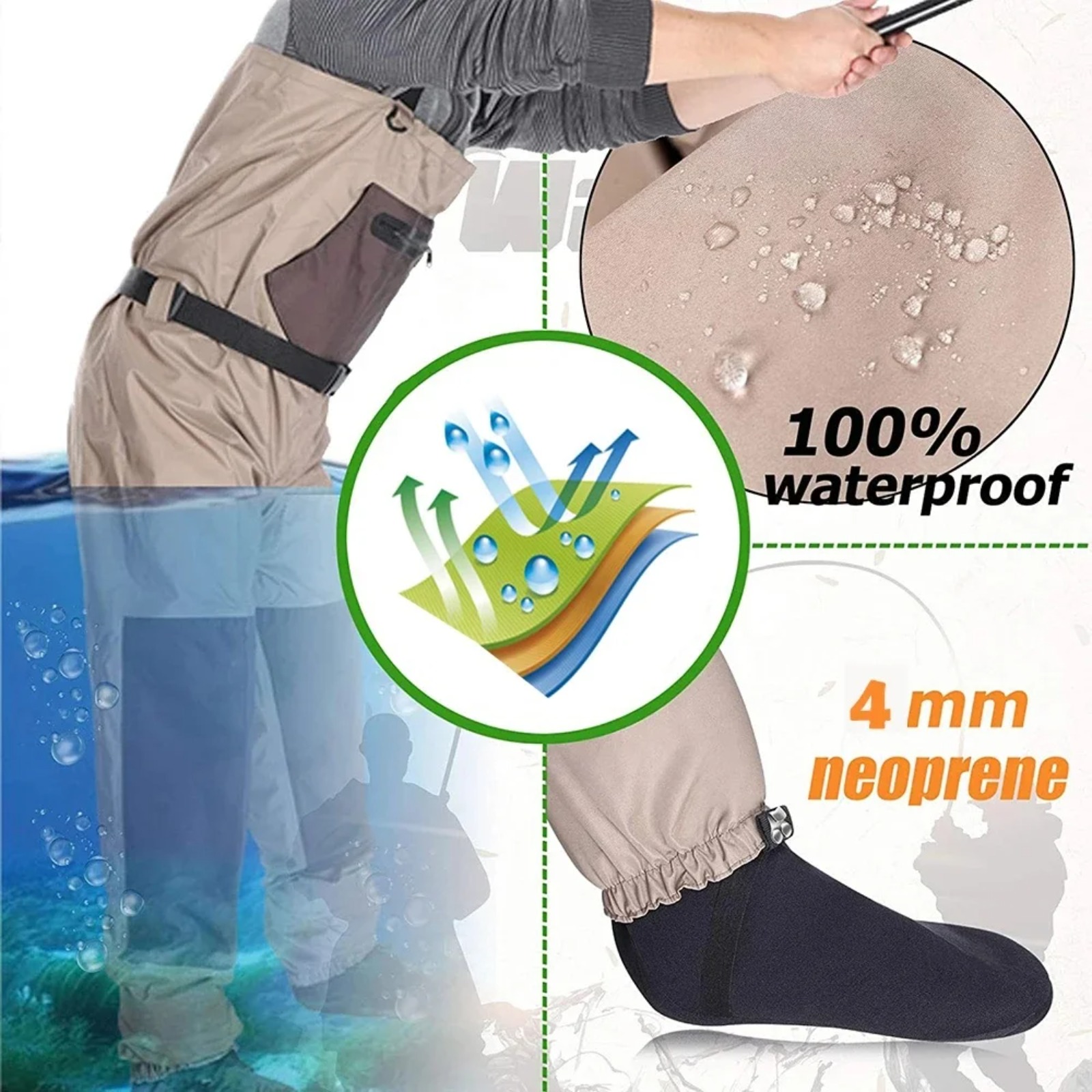 Водонепроницаемые дышащие трех – обзор и цена Fishing Waders Breathable