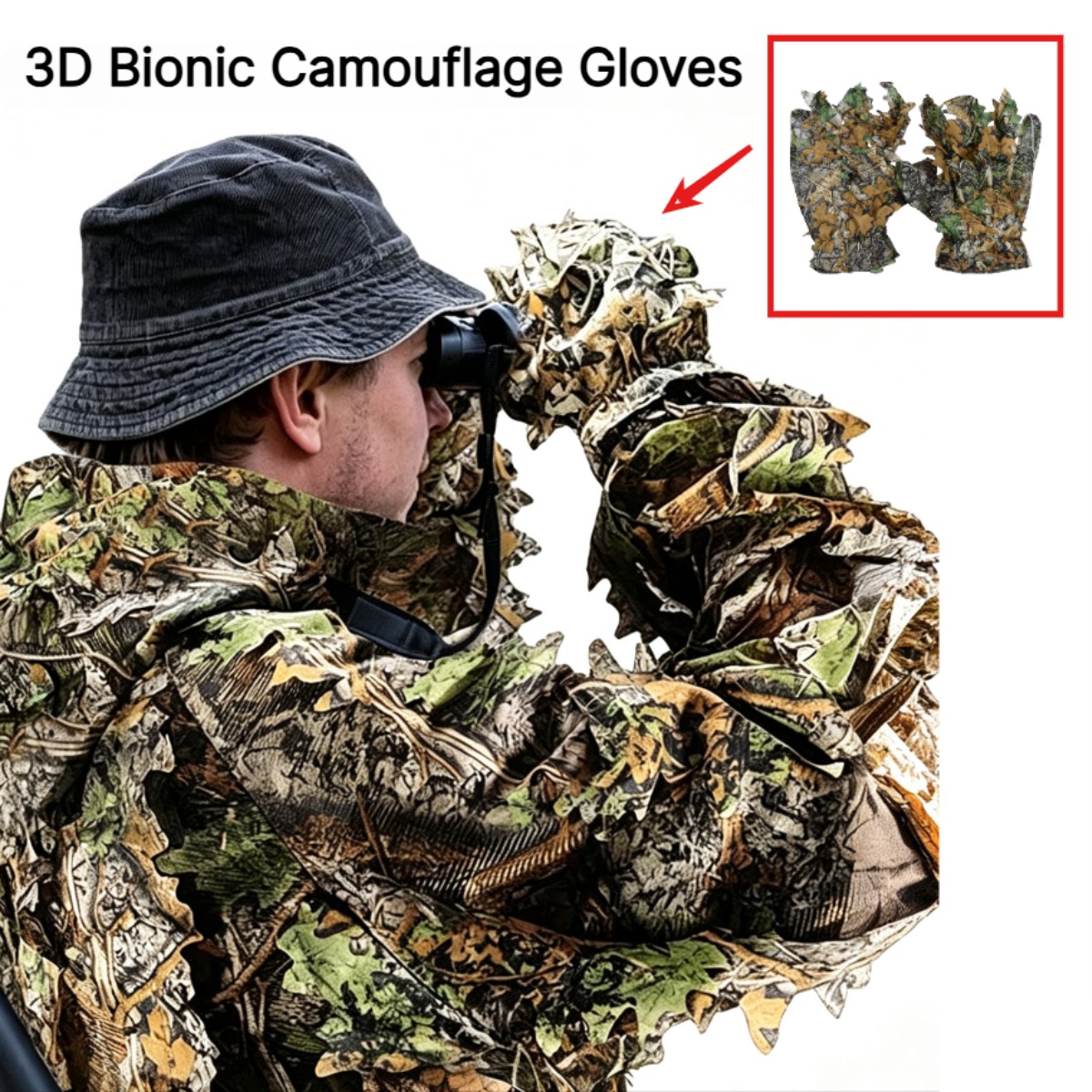 3D камуфляжные перчатки с лист – обзор и цена Outdoor Hunting Gloves